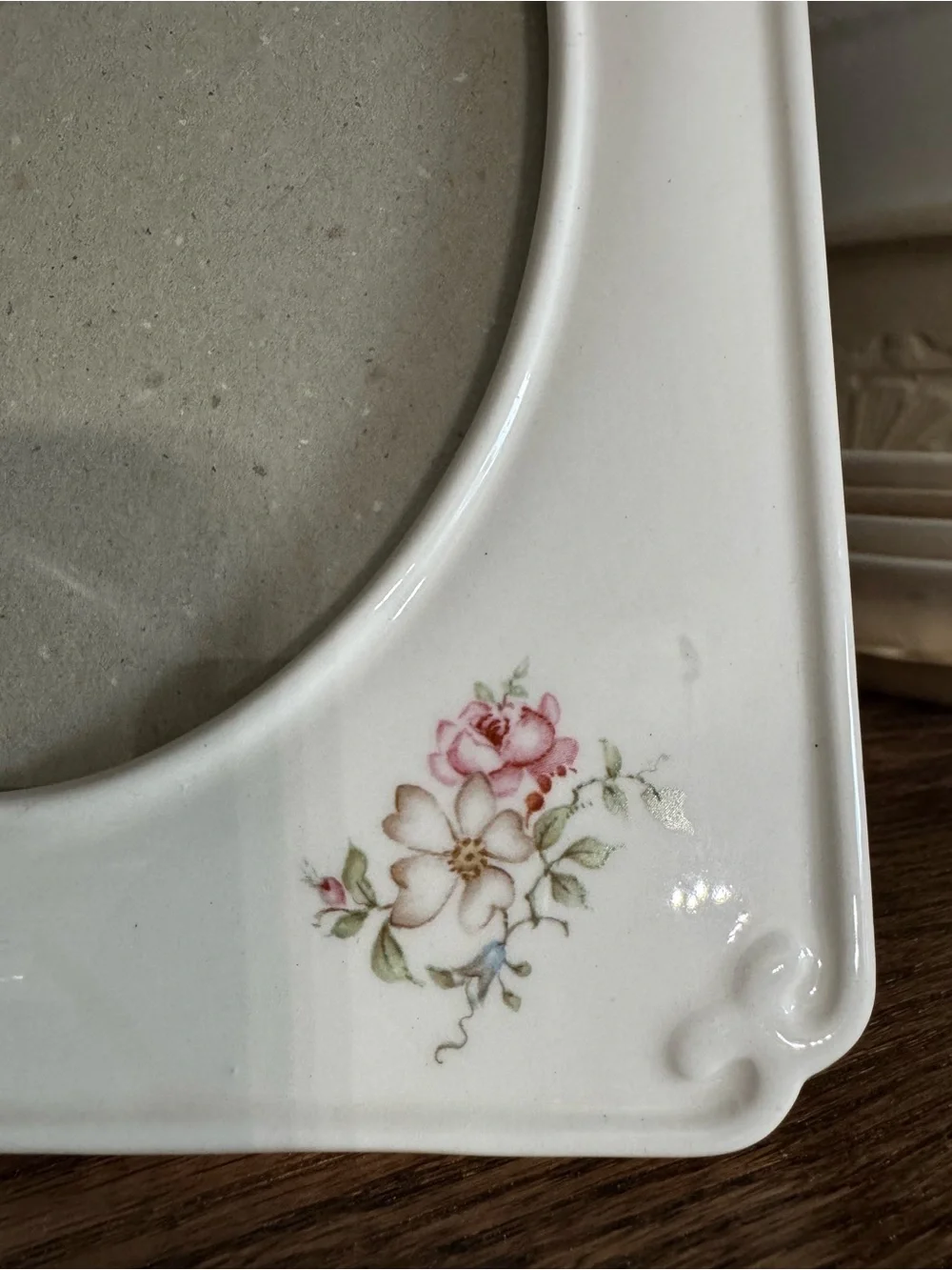 Weston White Oval Photo Frame with Pink Floral Accents